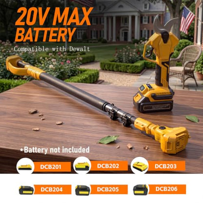 2-in-1 Cordless Pole Pruning Shears Compatible with Dewalt 20V MAX