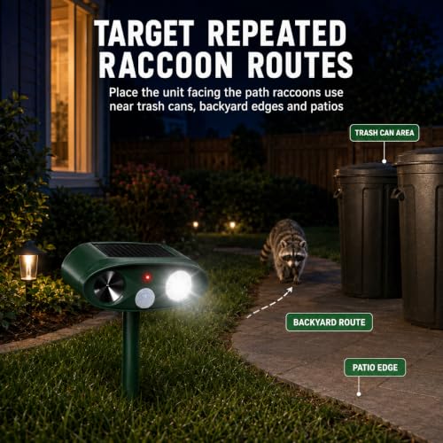 Sonic Fortress Pro Raccoon Repellent Outdoor,Skunk Repellent for Yard 2Pack