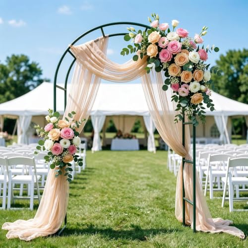 Thickened Metal Garden Arch with Detachable Base, 16mm Rust-Resistant Archway for Climbing Plants, Dual Size Convertible Arbor for Wedding & Party & Garden Decoration - style: Thickened 16mm tube with base