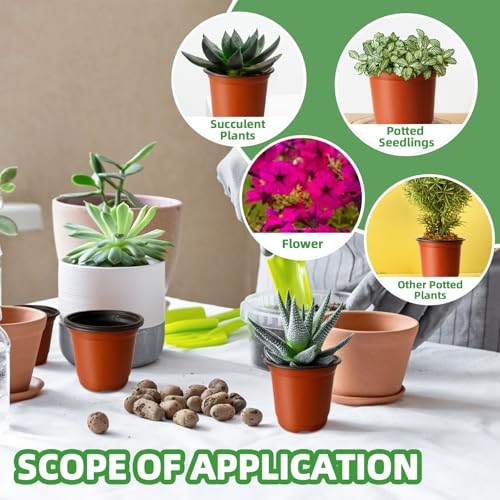 Baaxxango 200 PCS Plastic Nursery Pots,4 Inch Seedling Starting Pot with Holes,Flower Plant Container for Succulent,Seed,Cuttings,Transplanting - size: 200 Pcs 4 Inch