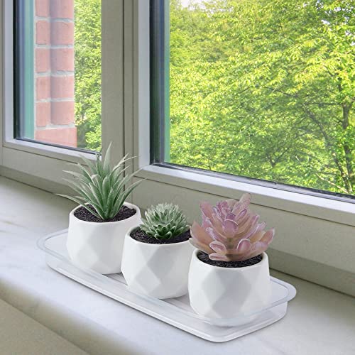 Idyllize Rectangular 5 Pieces of 9 by 4 Inch Clear Thick Plastic Heavy Duty Sturdy Plant Saucer Drip Trays for pots, Window Sills and Window Shelf (8.5"x3.5") - color: Rectangle, size: 9"x4"