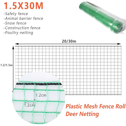 POYEE 5x100ft Garden Fence Temporary Fence, Plastic Mesh Fence Safety Fence - color: Green, size: 5x100ft