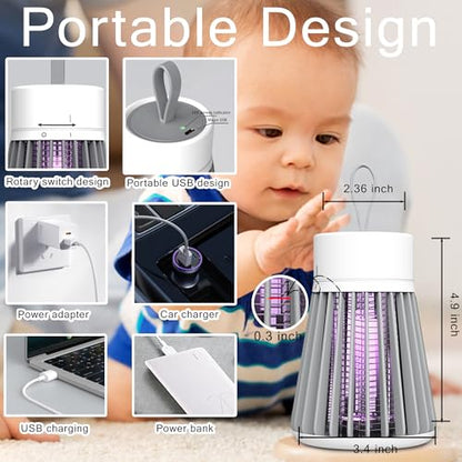 Bug Zapper Rechargeable Mosquito Repellent Indoor Outdoor,Portable Mosquito Zapper,Fly Zapper Fruit Fly Trap for Patio, Home, Backyard, Yard, Garden, Campsite