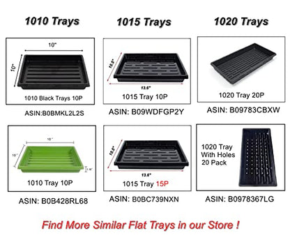 RooTrimmer 10 Pack 1020 Trays, Extra Thick Heavy Duty Seed Starting Trays - No Holes, No Leak, Reusable Propagation Flats for Microgreens, Seedlings, Plant Germination, Fodder and Transplant - size: 1020 - 10 Pack Without Holes