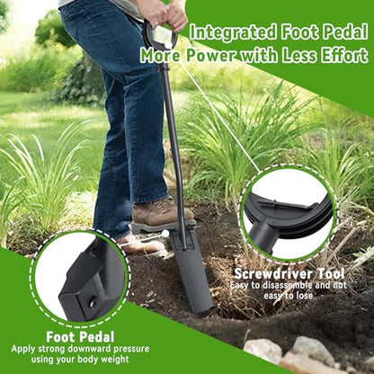 Spade Shovel,15 inch Long Narrow Spade, Heavy Duty Garden Trench Shovel for Digging,Trenching, Planting,Scraping, Edging with Cutting Blade, D Handle, Foot Rest Pedal, 45 Inches Drain Spade