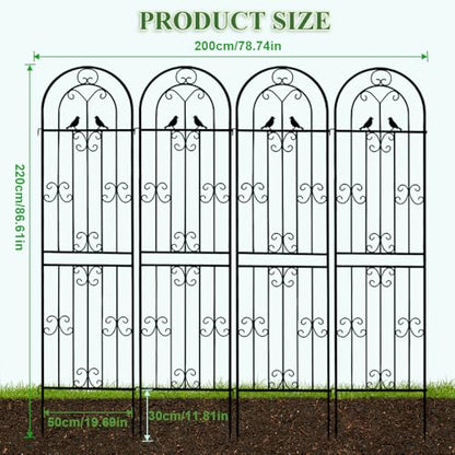 Metal Garden Trellis, 86.7" H x 19.7" W Black Coated Wire Lattice Panel, Sturdy Plant Support for Climbing Roses Vines Cucumbers Vegetables Outdoor Patio Yard (4 Packs) - color: 4PCS