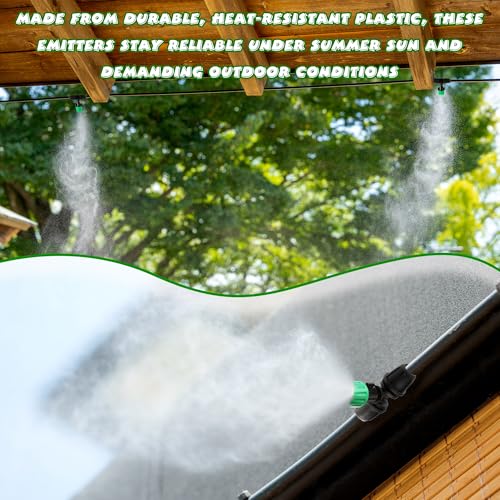 80 Pcs Drip Irrigation Fittings Misting Emitters for 1/4 Inch Irrigation Tubing 3 Way Tee Atomizing Nozzle Kit Micro Spray Parts Adjustable Watering System Garden
