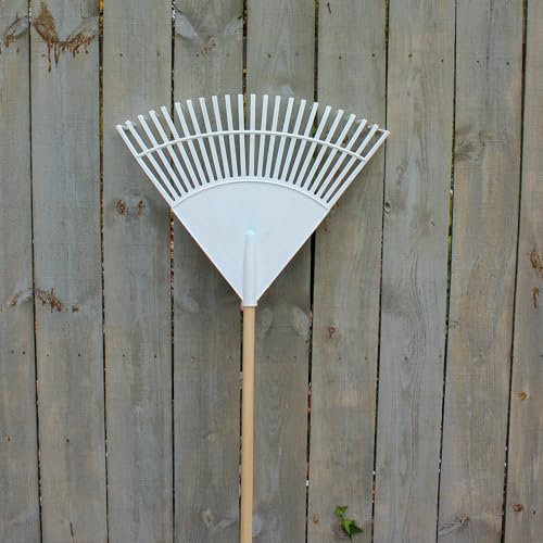 Leaf Rake – 22.5" Resin Head – 48" Hardwood Handle, White - color: White