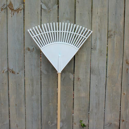 Leaf Rake – 22.5" Resin Head – 48" Hardwood Handle, White - color: White