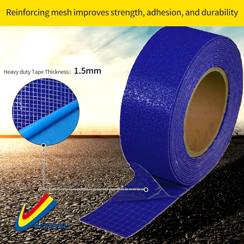 Pavement Marking Tape Slip-Resistant and Durable, Heavy-Duty Rubber Base for Outdoor Applications, Perfect for Driveways, Walkways, and Parking Areas (Blue, 2 Inch X 18 Feet) - color: Blue, size: 2 Inch x 18 Feet