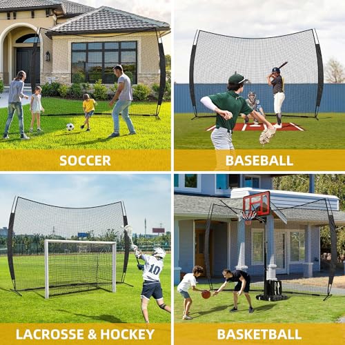Shopsource 12x9ft Barricade Backstop Net, Ball Sports Barrier Netting, Protection Screen for Baseball Softball Lacrosse Soccer Hockey Training for Backyard with Carry Bag
