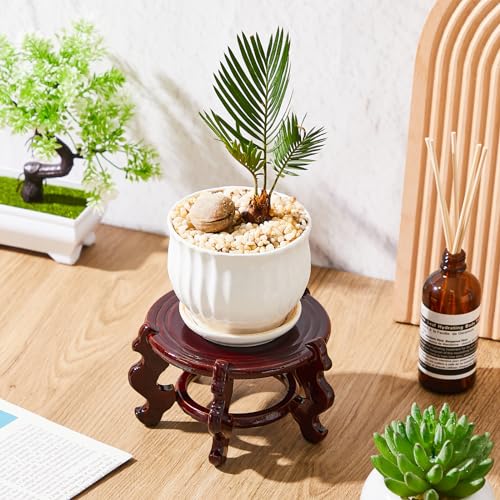 Geetery 2 Pcs 4–12 in Oriental Wooden Plant Stand Indoor Vase Stand, 4 in - size: 4 in