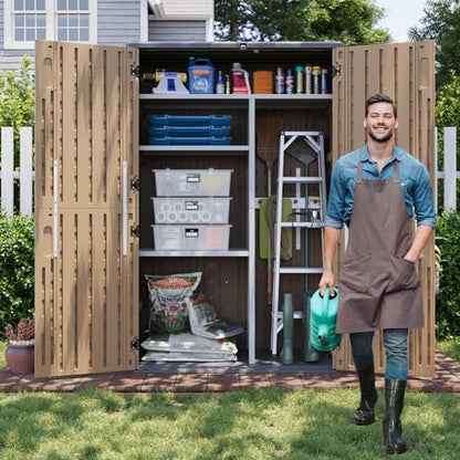 Aoxun Outdoor Storage Shed with Floor, 64 Cu.Ft Outdoor Storage Cabinet - size: 64 Cu.Ft w/No Shelves