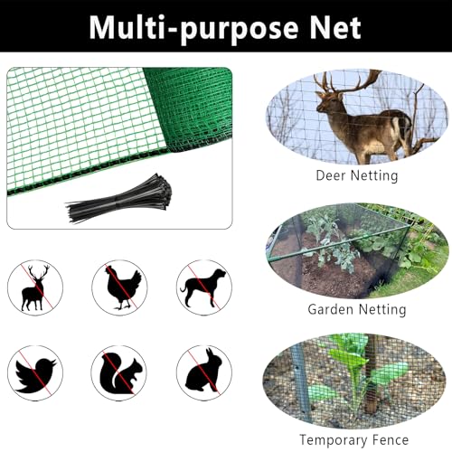 POYEE Deer Fence Netting 5x100ft Plastic Mesh Netting for Garden Protection - color: Green, size: 5x100ft