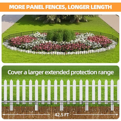 KYATE Garden Fence Animal Barrier, 30 Panels No Dig Fence 42.5ft(L) x13in(H), Rustproof Metal Defense Border, Dogs Rabbits Blocker Fence for Outdoor Yard & Patio - size: 30 Panels-42.5ft(L)x13in(H)