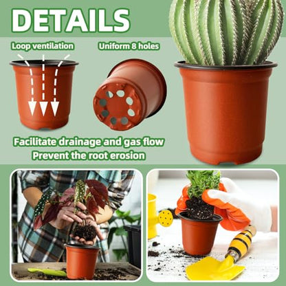 Baaxxango 200 PCS Plastic Nursery Pots,4 Inch Seedling Starting Pot with Holes,Flower Plant Container for Succulent,Seed,Cuttings,Transplanting - size: 200 Pcs 4 Inch