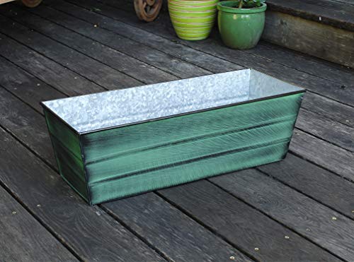 Achla Designs Galvanized Window Flower Box Planter-Green-Medium (24" L x 9.5" W x 7.5" H) - color: Green, size: Medium