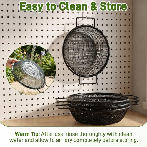 Mulctun 3Pcs Soil Sifter with Handles,Heavy Duty Dirt Sifter for Gardening - color: Black, size: 3 Pcs (2,4,6mm grid)