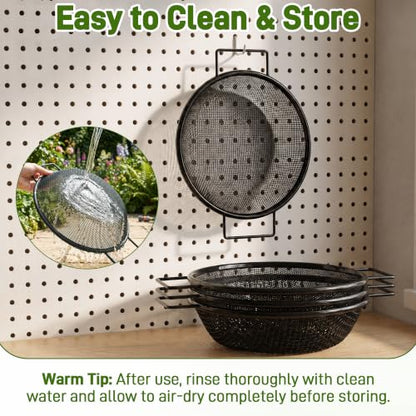 Mulctun 3Pcs Soil Sifter with Handles,Heavy Duty Dirt Sifter for Gardening - color: Black, size: 3 Pcs (2,4,6mm grid)
