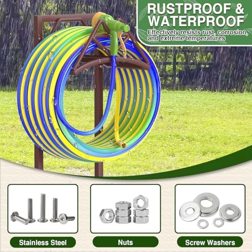 Qatsrin Garden Hose Holder Holds 160ft, Detachable Water Hose Reel, Bronze - color: Bronze