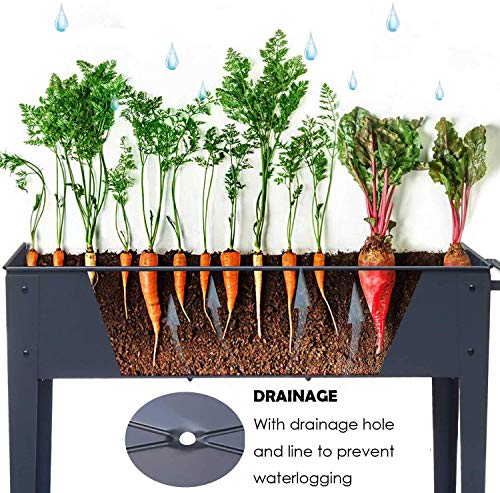 Piksedo Raised Garden Bed, Elevated Planter Metal Plant Box with Wheels with Legs Standing Garden Stand Drainage Holes Frosted Black - size: 40" L x 11" W x 31.5" H