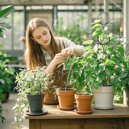14.2 Inch Trellis for Potted Plants, 3 Pack Metal Plant Trellis Indoor - color: 3 pack black