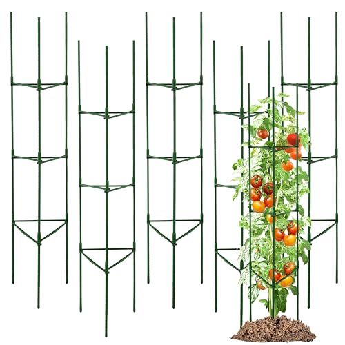 TCBWFY 6-Pack 63-Inch Adjustable Tomato Cages, Heavy-Duty Metal Plant Support Trellis for Garden and Pots, DIY Tomato Stakes, Height Adjustable 16 to 378 Inches - size: 63"-6pcs