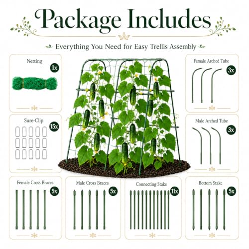 FOLLOOK Cucumber Trellis for Raised Garden Bed, 48x48inch, Green - color: Green, size: 48x48inch