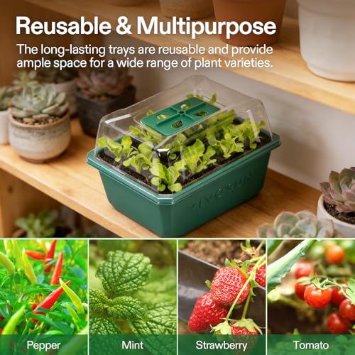 VIVOSUN 6-Pack Seed Starter Trays, 72-Cell Starter Kit with Humidity Dome - size: 6-Pack 72-Cell, style: Trays