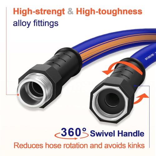 short garden hose 10 ft x 5/8Inch, short water hose with Swivel Handle, Heavy Duty, Flexible, Sturdy, Lightweight, Male to Female Fittings - size: 10FT Male to Female