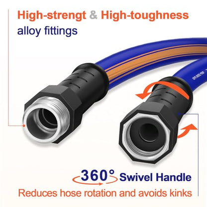 short garden hose 10 ft x 5/8Inch, short water hose with Swivel Handle, Heavy Duty, Flexible, Sturdy, Lightweight, Male to Female Fittings - size: 10FT Male to Female