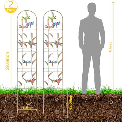 aboxoo 2-Pack Dragonfly Metal Garden Trellis for Climbing Plants - color: Dragonfly, size: 2pcs