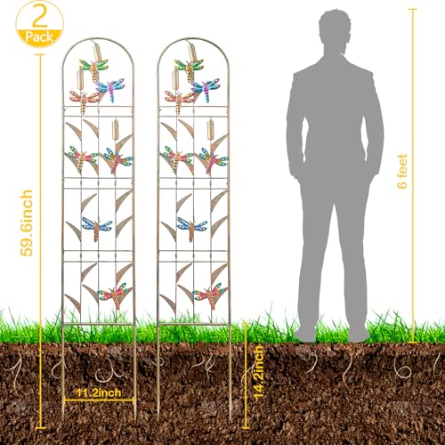 aboxoo 2-Pack Dragonfly Metal Garden Trellis for Climbing Plants - color: Dragonfly, size: 2pcs