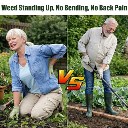 Garden Hoe Weeding Tool - Sharp Hollow Blade,58" Adjustable Long Handle, Heavy Duty Weed Hoes for Gardening,Push Pull Dutch Scraper for Garden Bed, Yard,Lawn Weeder Removal