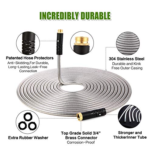 Flexible Metal Garden Hose 25ft Heavy Duty Water Hose - size: 25FT