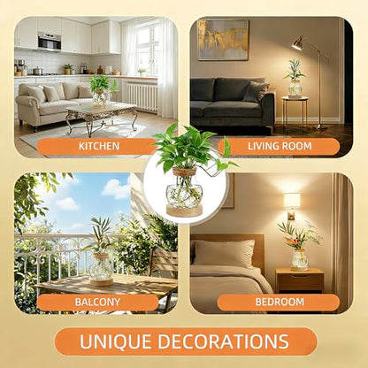 Plant Propagation Station with Light,Everkeen Valentines Day Glass Terrarium with Stepless Dimming Function Hydroponic Glass Container Vase Jars Gardening Gifts for Mom Women Plant Lovers - color: Clear 1 Pack