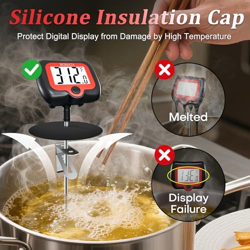 BOMATA Digital Candy Thermometer with Pot Clip, Deep Fry Oil Thermometer - color: Black