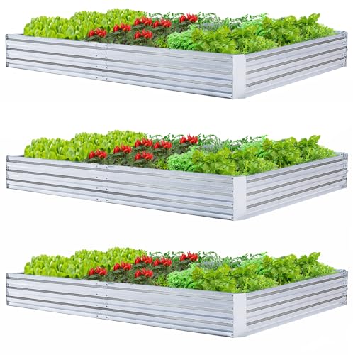 Galvanized Raised Garden Bed 8x4x1ft 3-Pack - size: 8x4x1ft (3 pcs)