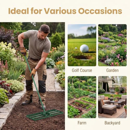 COSTWAY 30x10 Inch Lawn Leveling Rake (Green, 30"x10") - color: Green