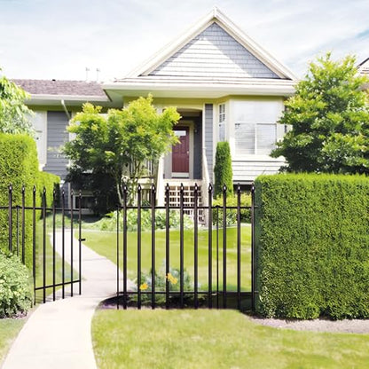 Thealyn 36" H x 28" W Metal Garden Fence with Gate, Animal Barrier, 11.6 Ft - color: Black, size: 36″ H x 11.6 ft (4 Panels + 1 Gate)