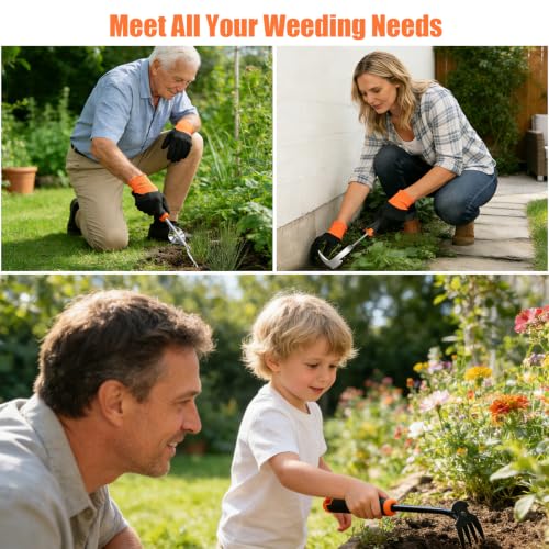 5 Pack Weed Puller Tool, Stainless Steel Manual Hand Weeding Tool Set
