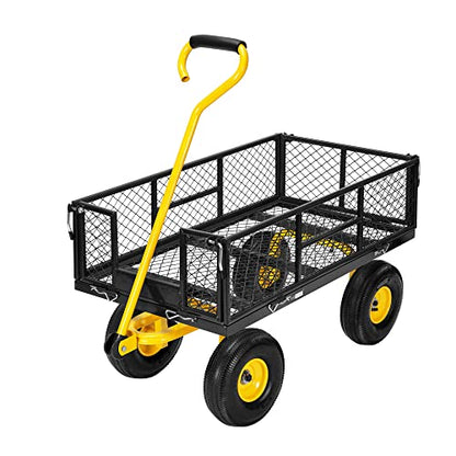 VIVOHOME Heavy Duty 880 Lbs 4.5 Cu Ft Mesh Steel Garden Cart Utility Wagon - color: Black