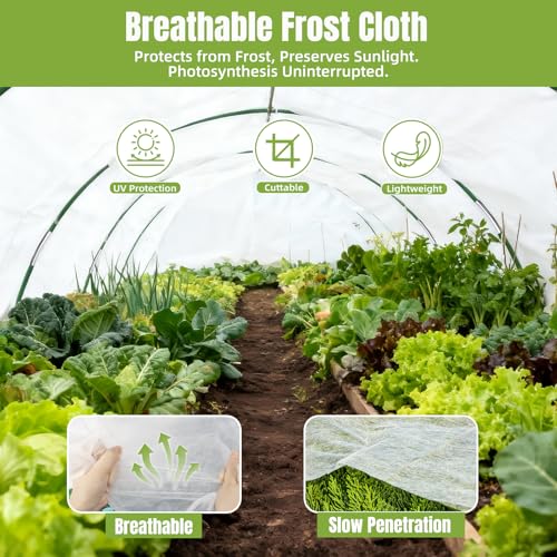 10x30Ft Plant Freeze Protection Cover with 36 Hoops & Clips