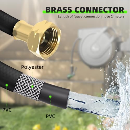 Retractable Garden Hose Reel 1/2 in x130 ft， Wall Mounted Hose Reel - color: Gray, size: 1/2"x130 ft