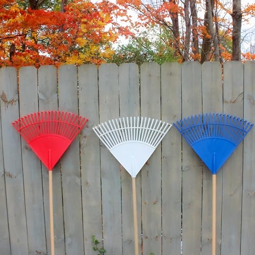 Leaf Rake – 22.5" Resin Head – 48" Hardwood Handle, White - color: White