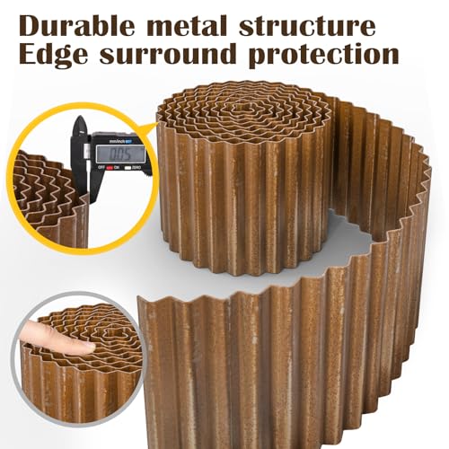 LAVEVE Corrugated Metal Garden Edging 6" x 40Ft, Landscape Edging Border - color: Rusty