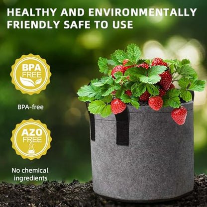 3 Gallon Grow Bags Set of 5,Thickened 300G Non-Woven Fabric Pots for Plants Outdoor - Reinforced Handles, Tear-Resistant Planter Pots Black Pot for Vegetables, Flowers, Gardening Supplies - size: 3 Gallons