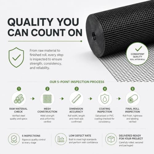 GoldPeak Black Hardware Cloth 1/2 inch Wire Mesh Roll 48 x 50 Ft 19 Gauge - size: 1/2 inch 48''x50'