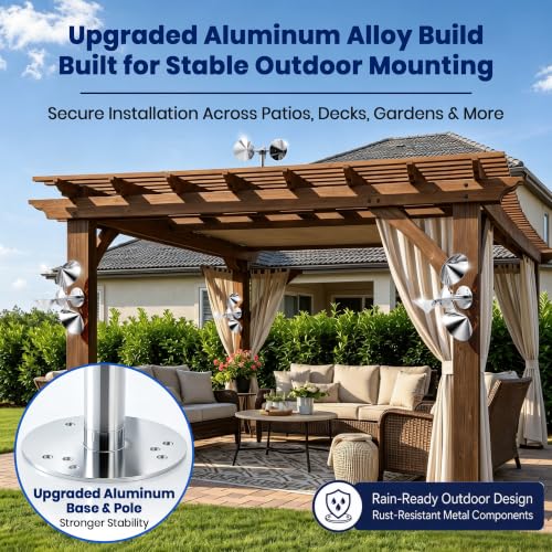 2 Pack Short Reflective Bird Deterrent Spinners with Upgraded Metal Base