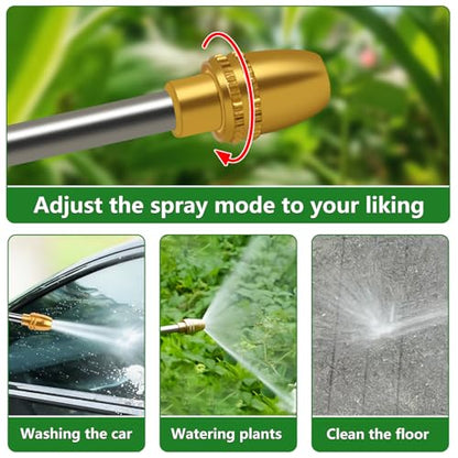 Hose Sprayer Nozzle Heavy Duty High Pressure Water Adjustable Spray Gun - color: Silvery
